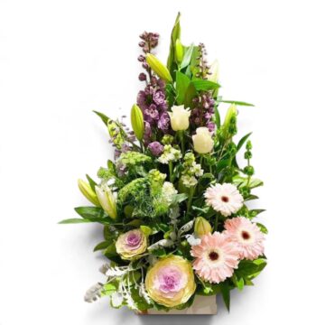Gang-gang large mixed box with lilies, pink gerberas, ornamental cabbage and stock