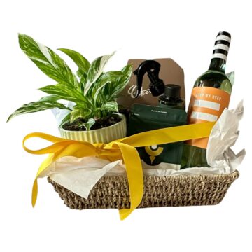 Yarra Valley plant & wine hamper by Stalks N Stems, Rowville florist