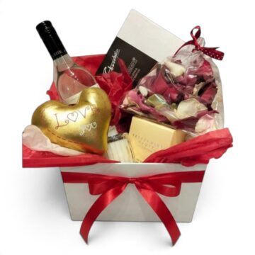Rose Robin Valentine’s wine hamper by Stalks N Stems, Rowville florist